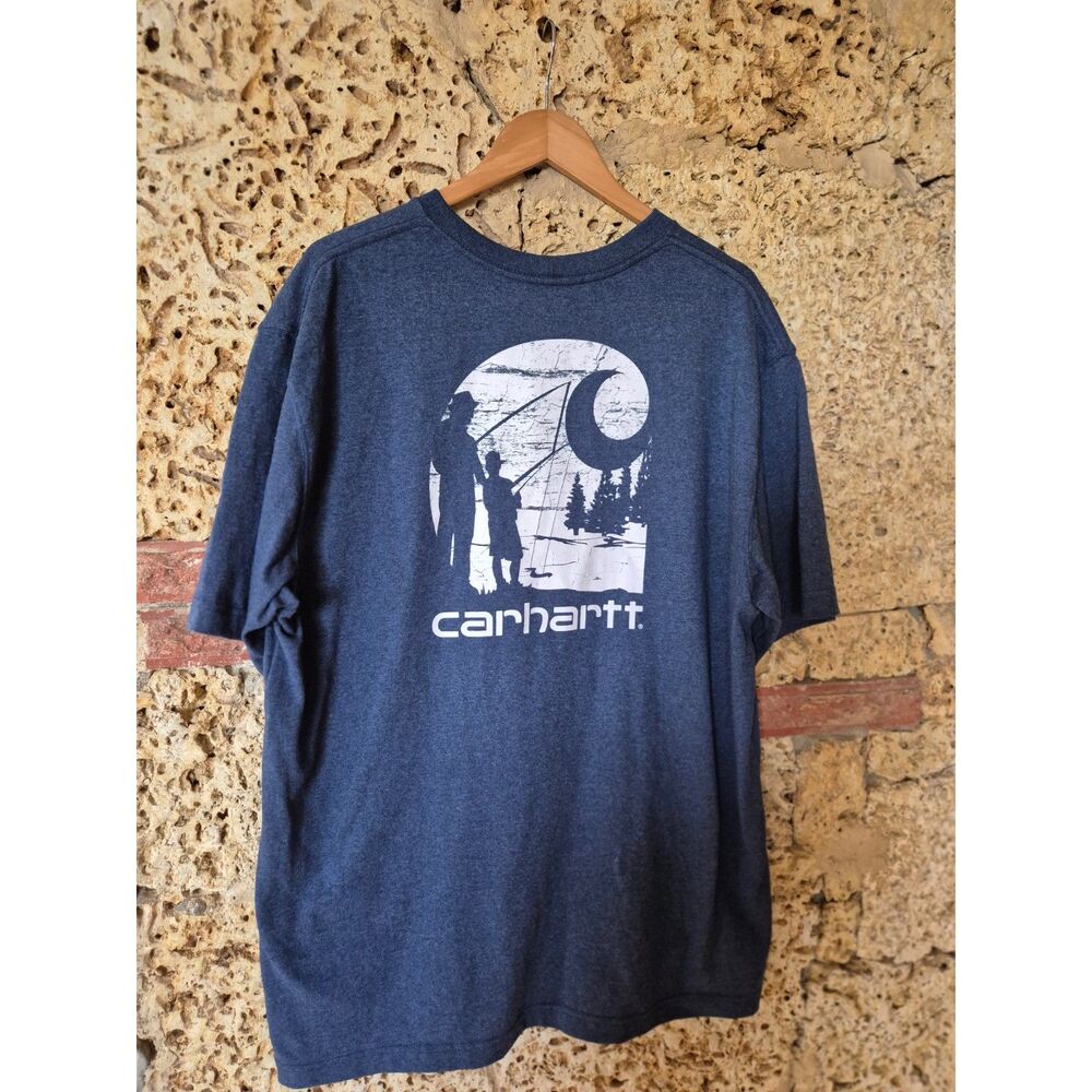 Carhartt Original Fit Pocket T Shirt Blue Graphic Logo Men's Large L